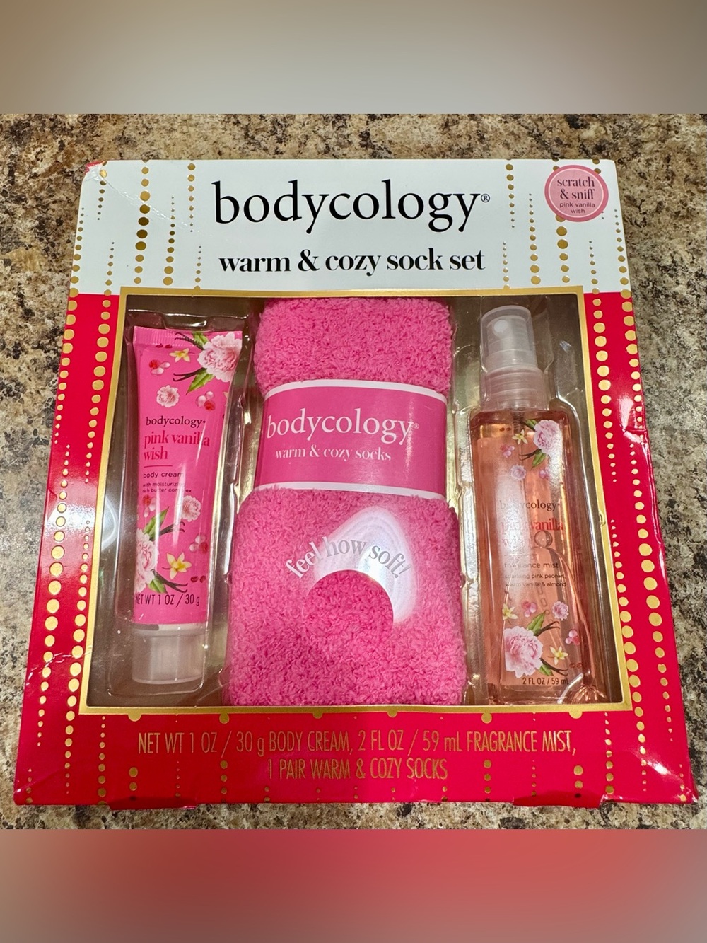 Bodycology Pink Vanilla Wish Warm & Cozy Sock Set - NEW